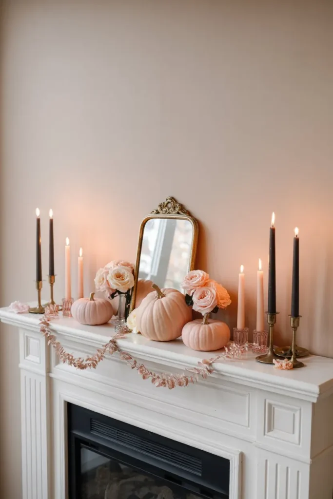 Blush Halloween Mantel