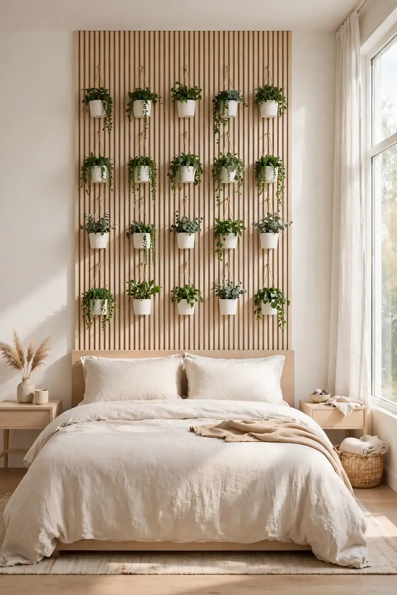 Plant Grid for renter friendly bedroom accent wall ideas