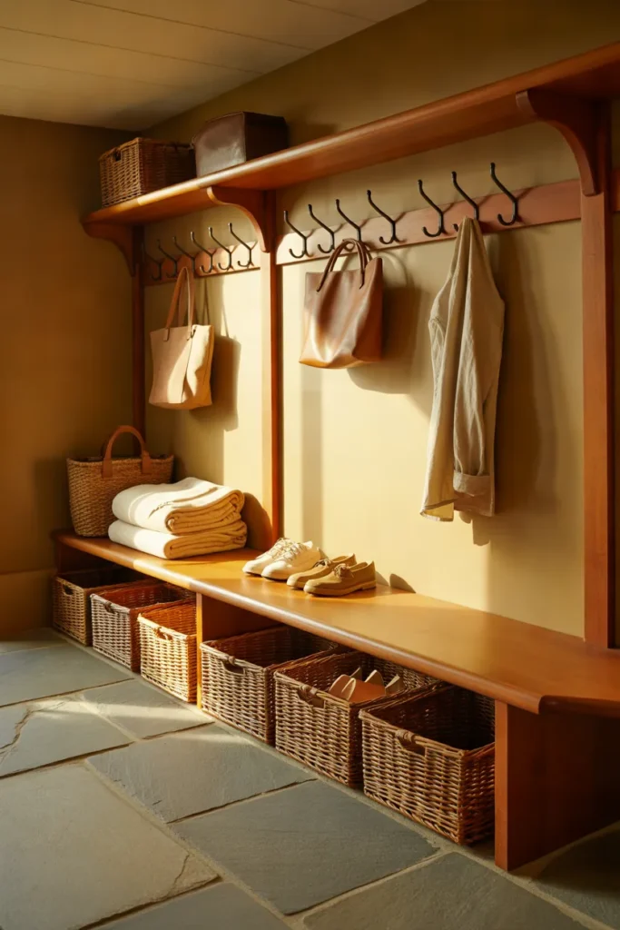 Bench With Baskets