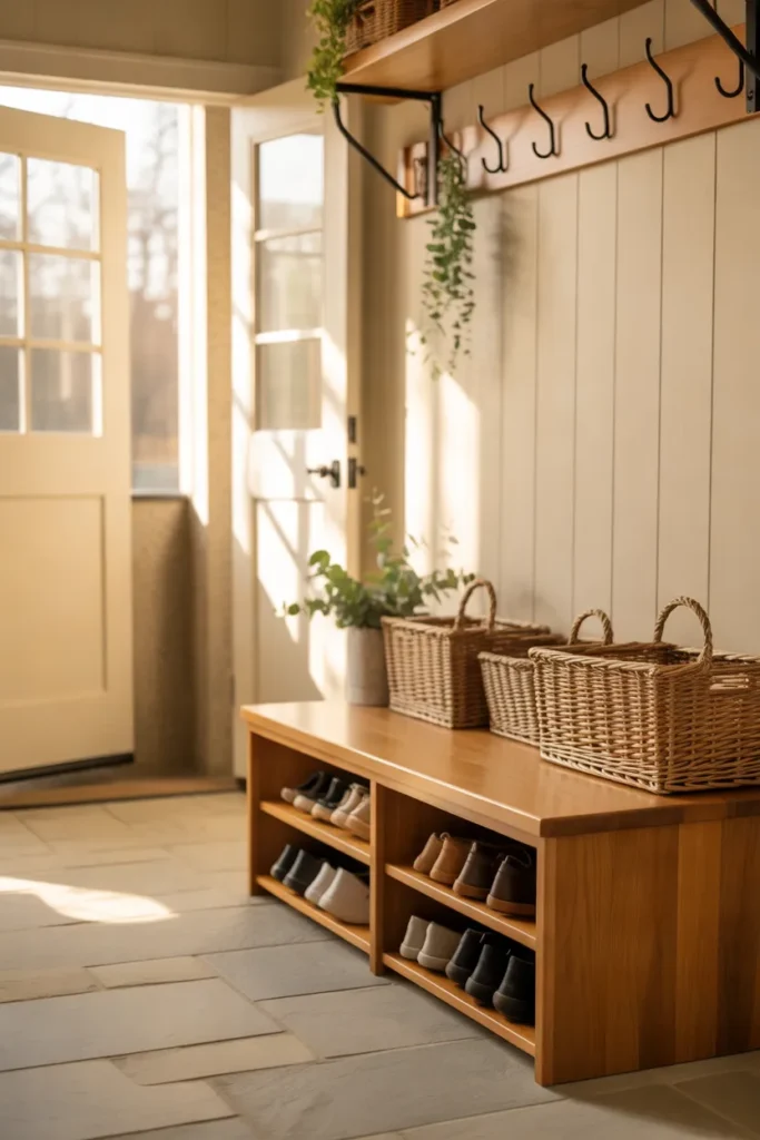 garage mudroom ideas Built-In Entry Bench