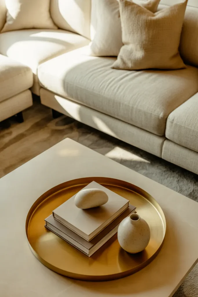 coffee table decor ideas
Layered Tray Styling