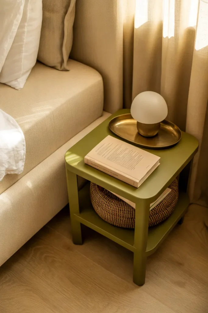 Olive Green Bedside Table