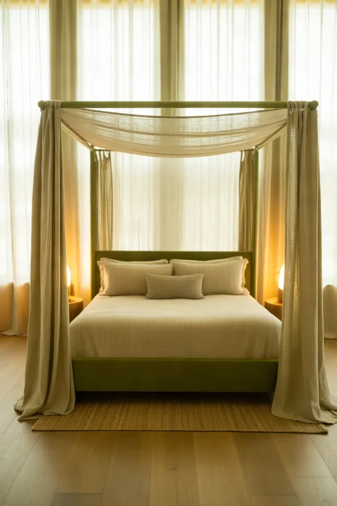 Olive Green Canopy Bed