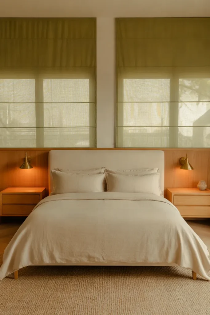 Olive Green Roman Shades