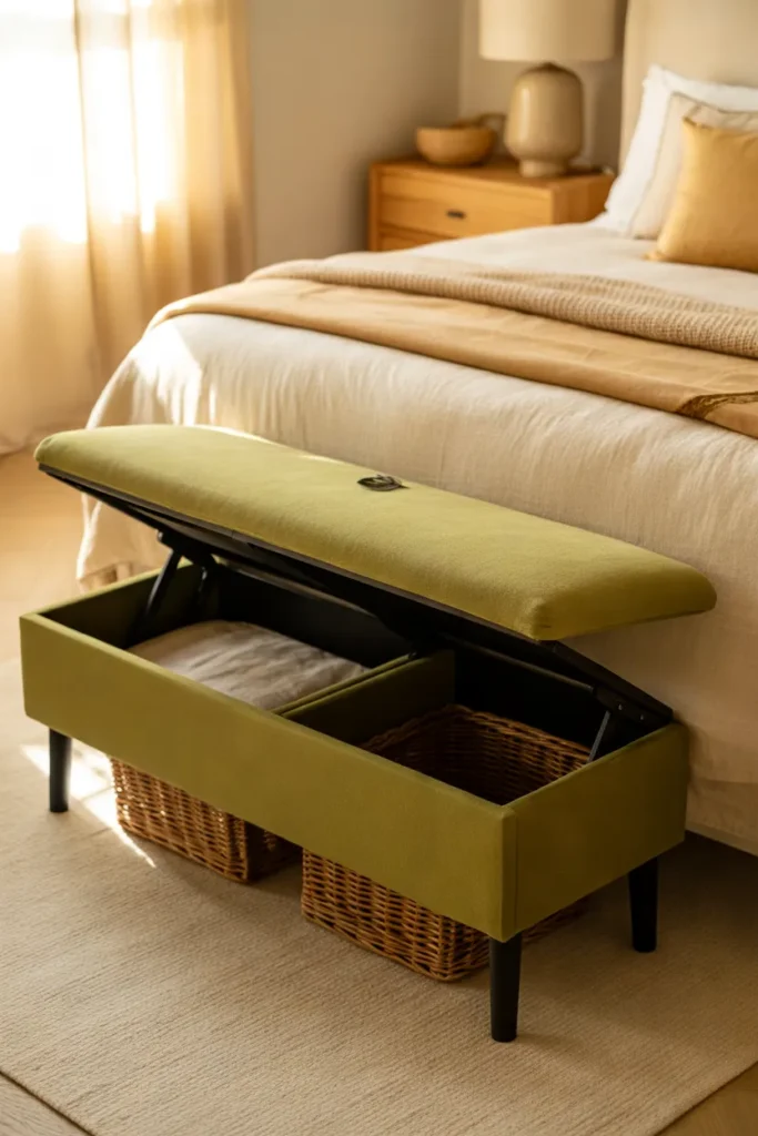 Olive Green Storage Bench