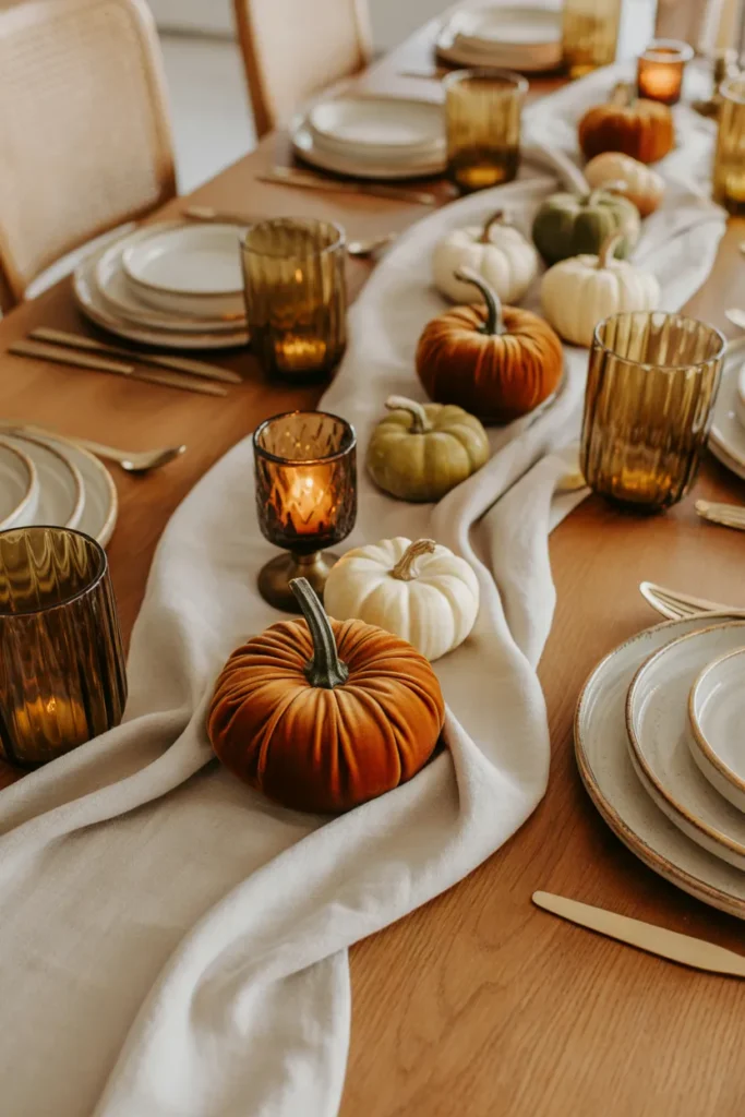 Velvet Pumpkin Accents