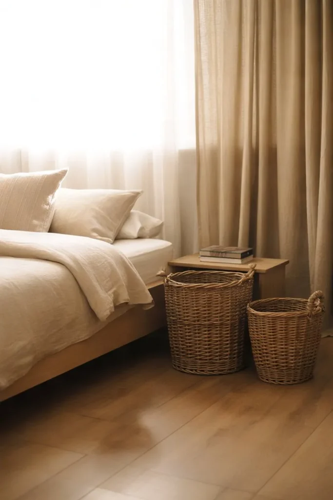 Woven Basket Bedside Storage