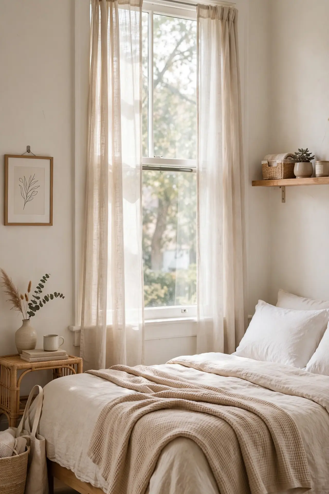 Tension Rod Curtains - Apartment Bedroom Ideas for Renters