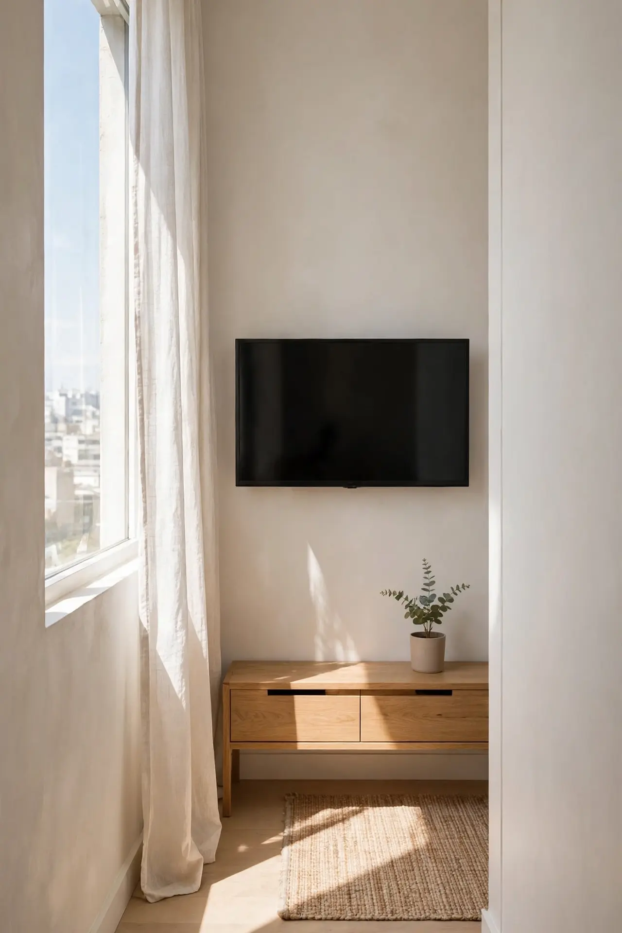 Slim TV Stand - Apartment Living Room Ideas With TV