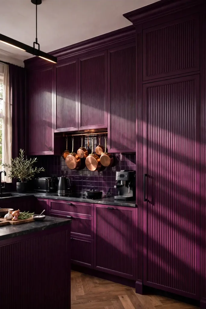 Bold aubergine kitchen cabinet ideas