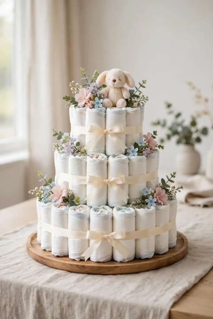 Cozy Diaper Cake Centerpieces