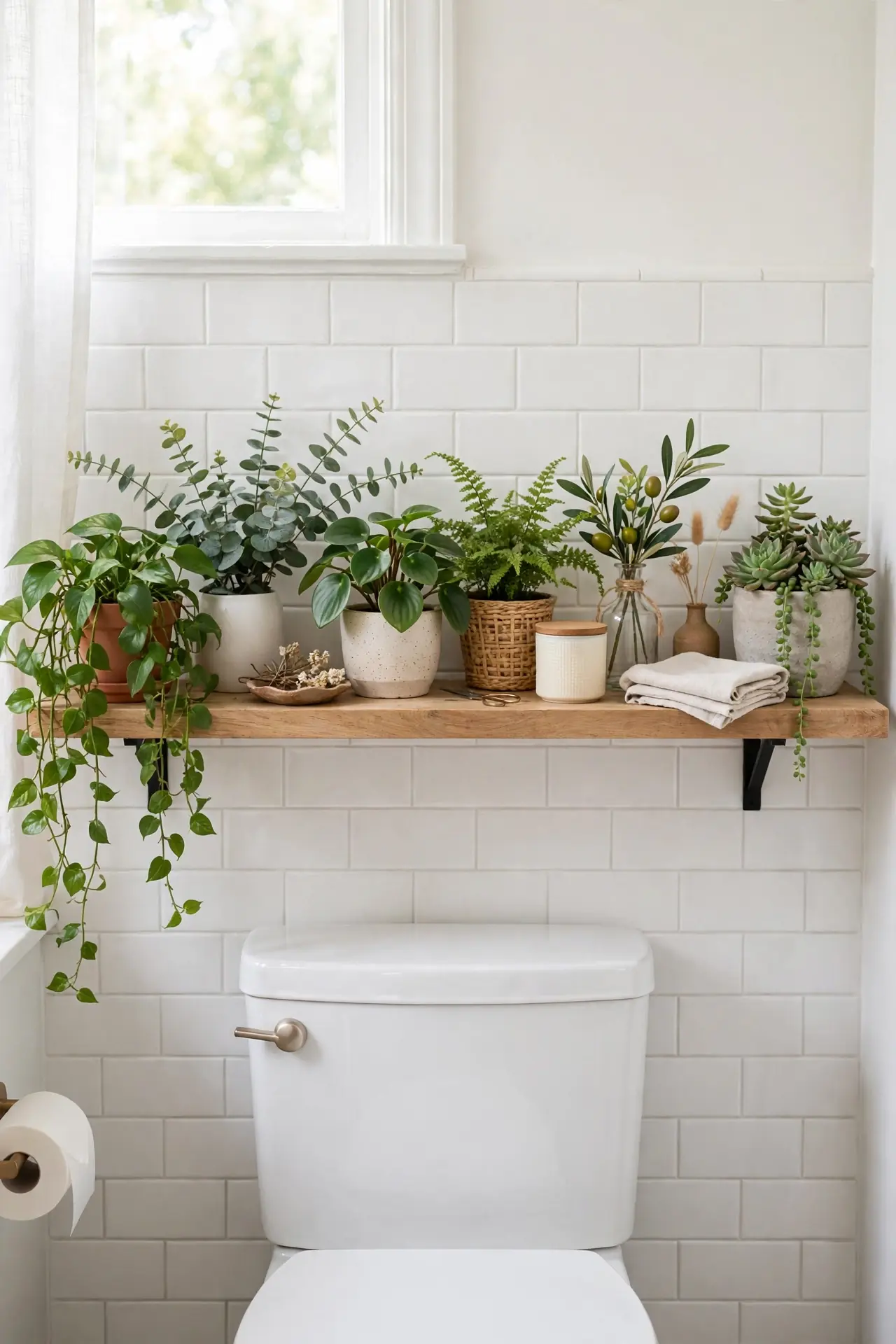 Plant Shelf Styling - Bathroom Shelf Decor Above Toilet