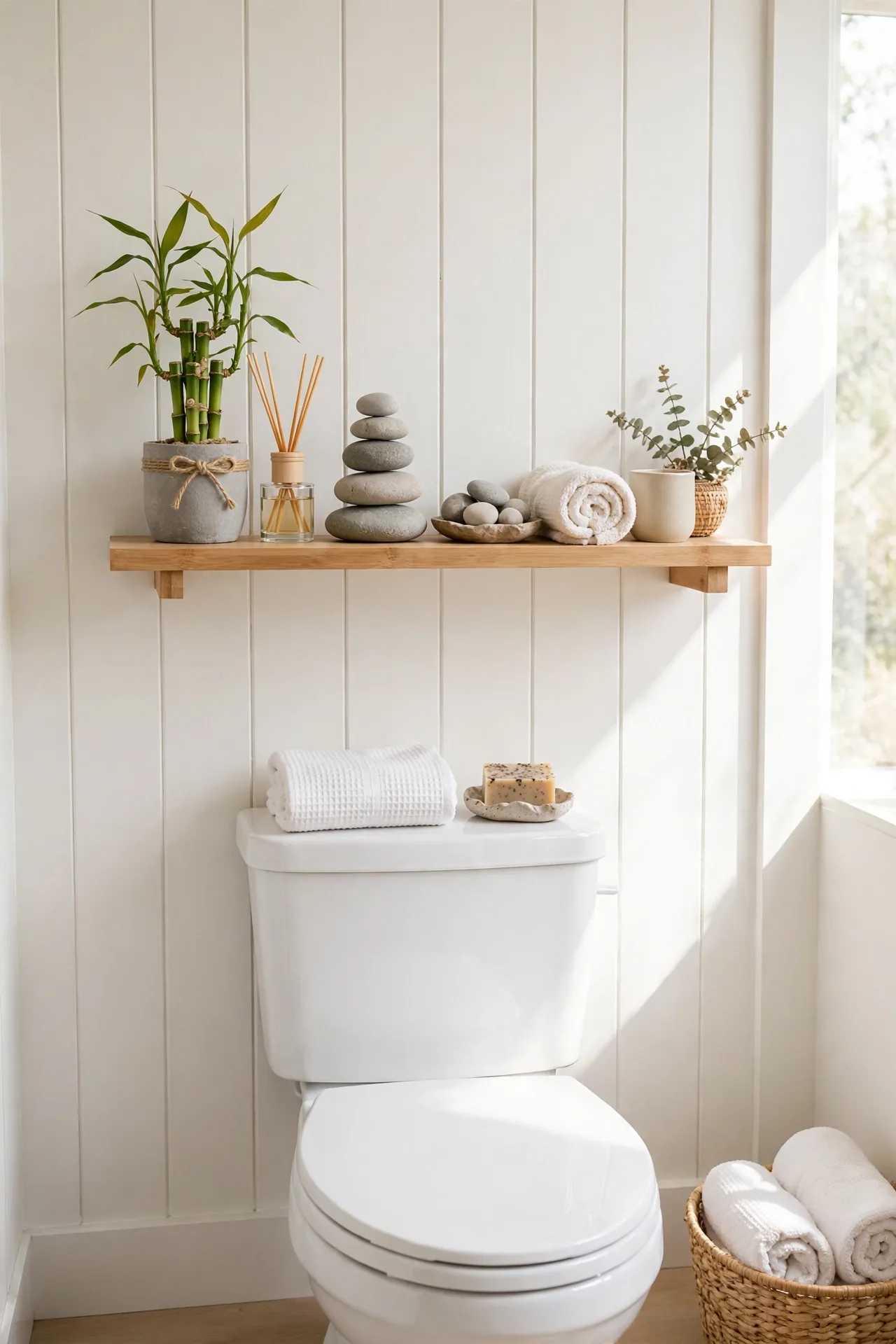 Spa Stone Accents for bathroom shelf decor above toilet