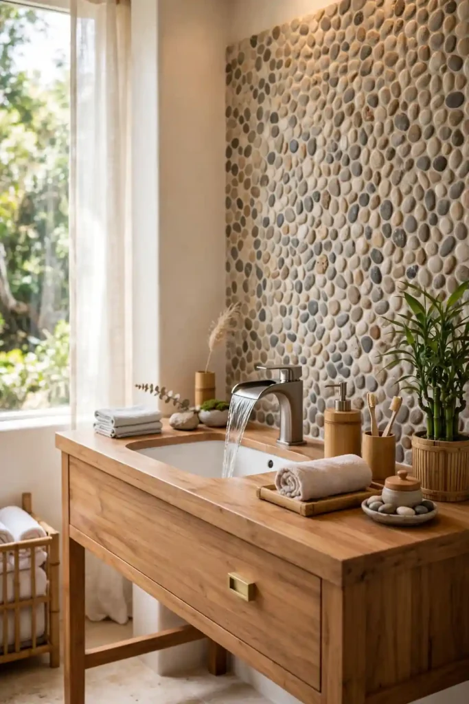 Pebble Tile Backsplash