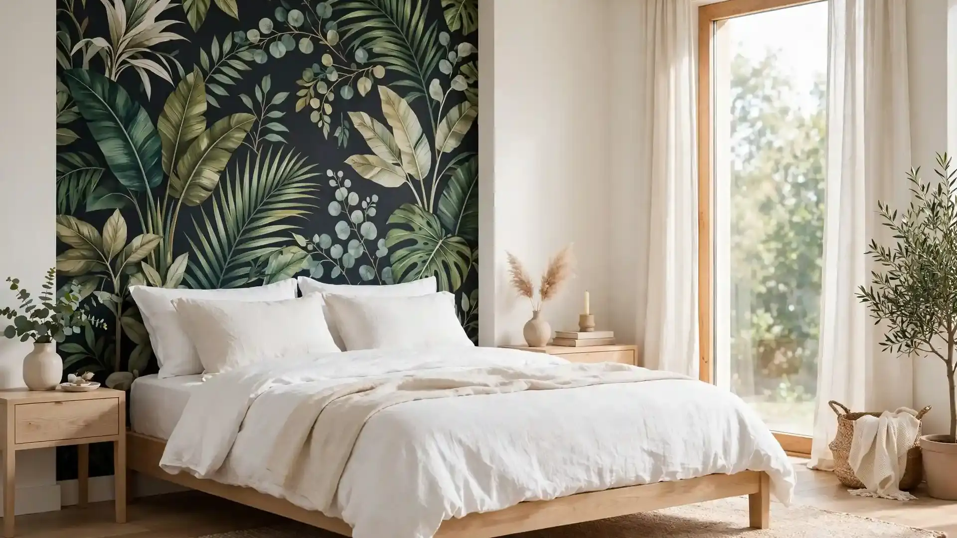 bedroom accent wall ideas with wallpaper