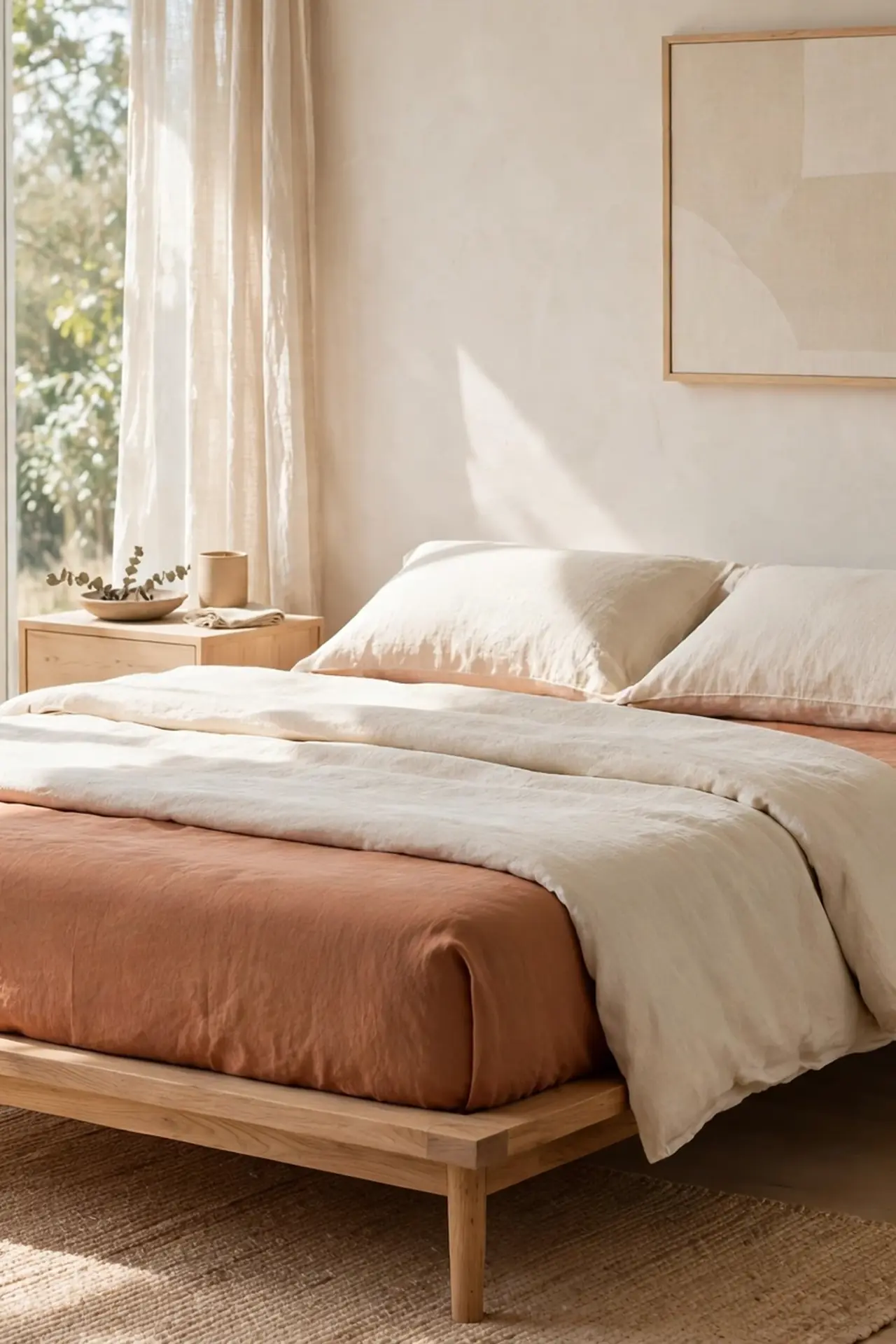 bedroom decor ideas with terracotta accents for bedding