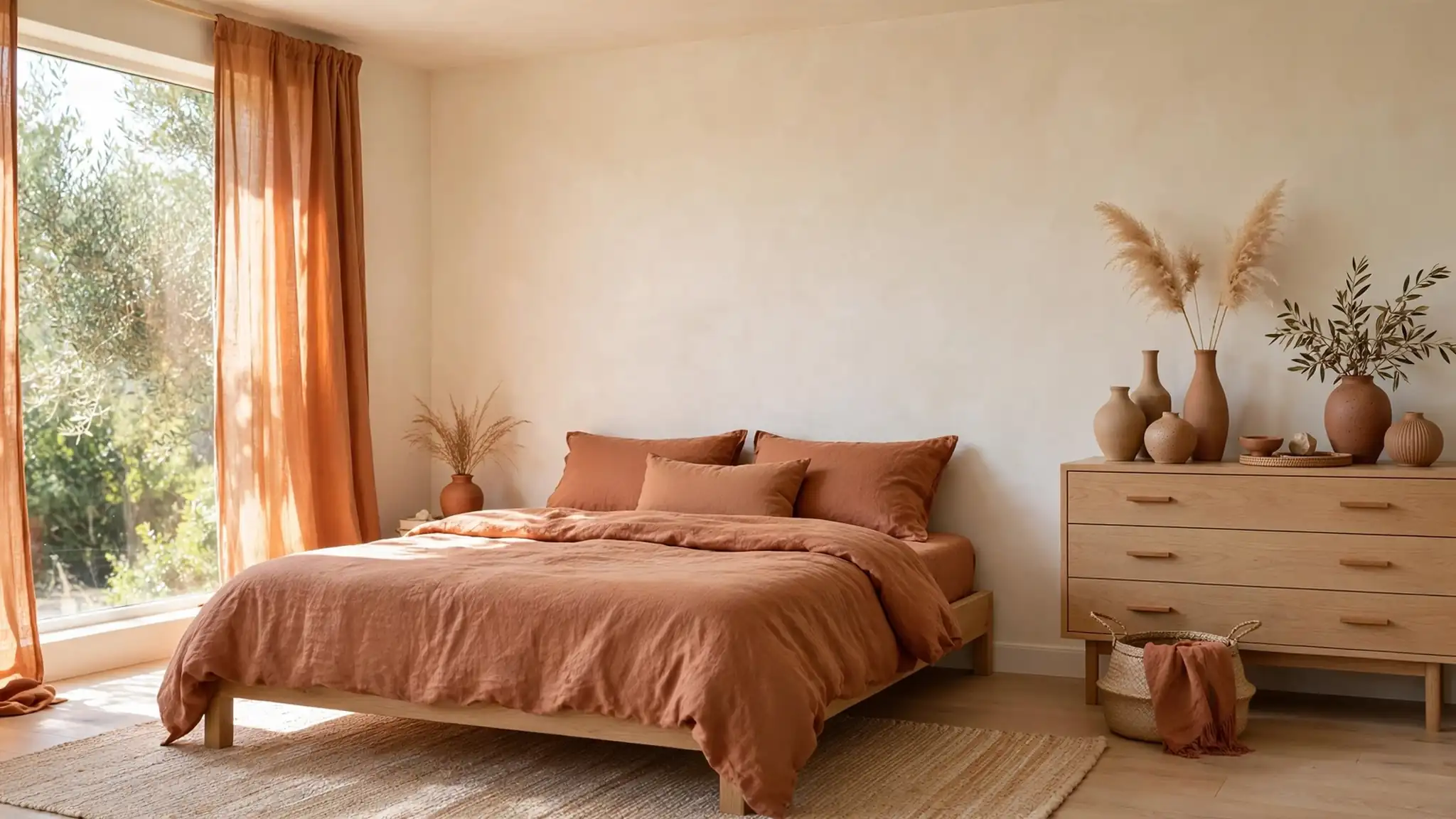 bedroom decor ideas with terracotta accents