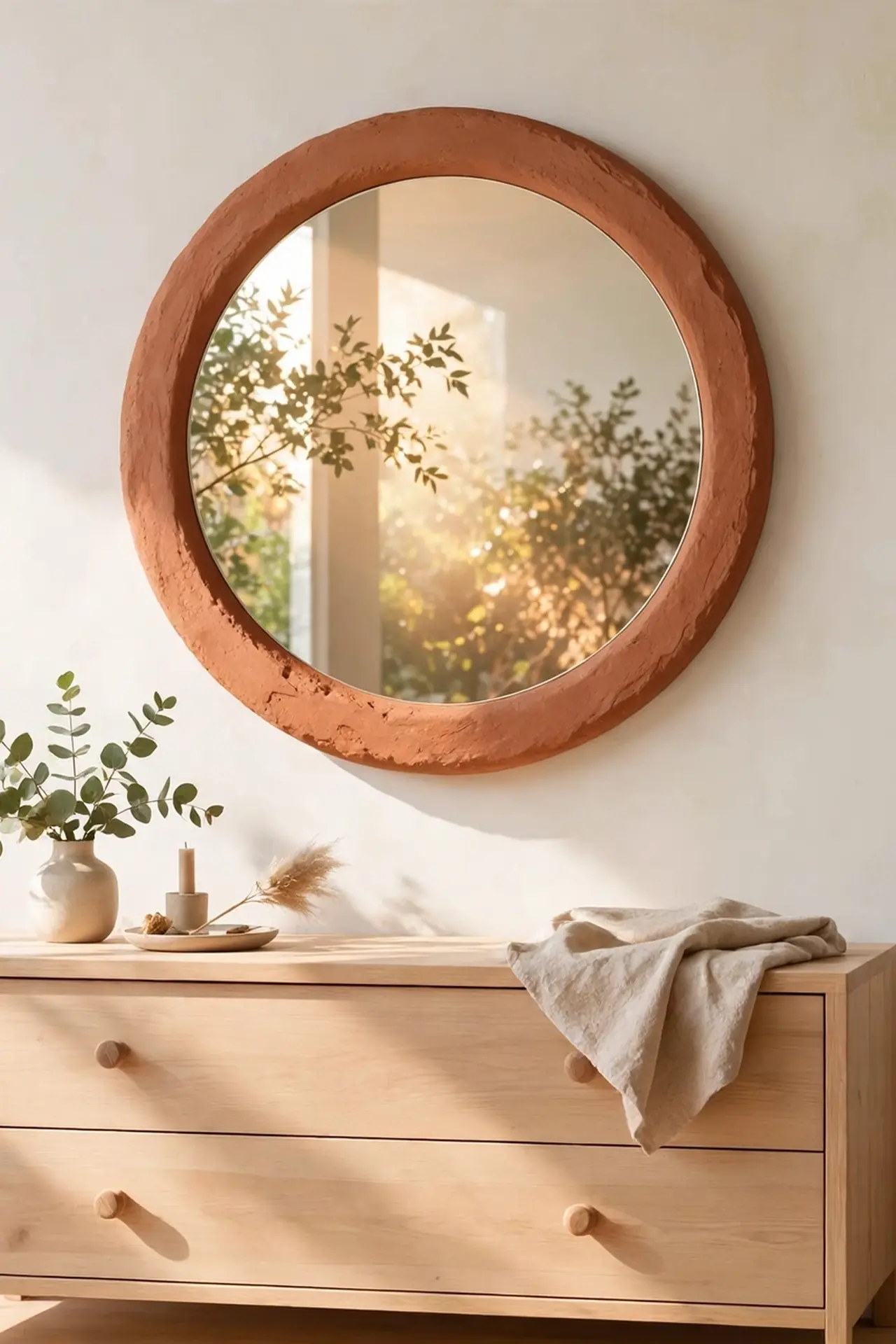 bedroom decor ideas with terracotta accents mirror frame