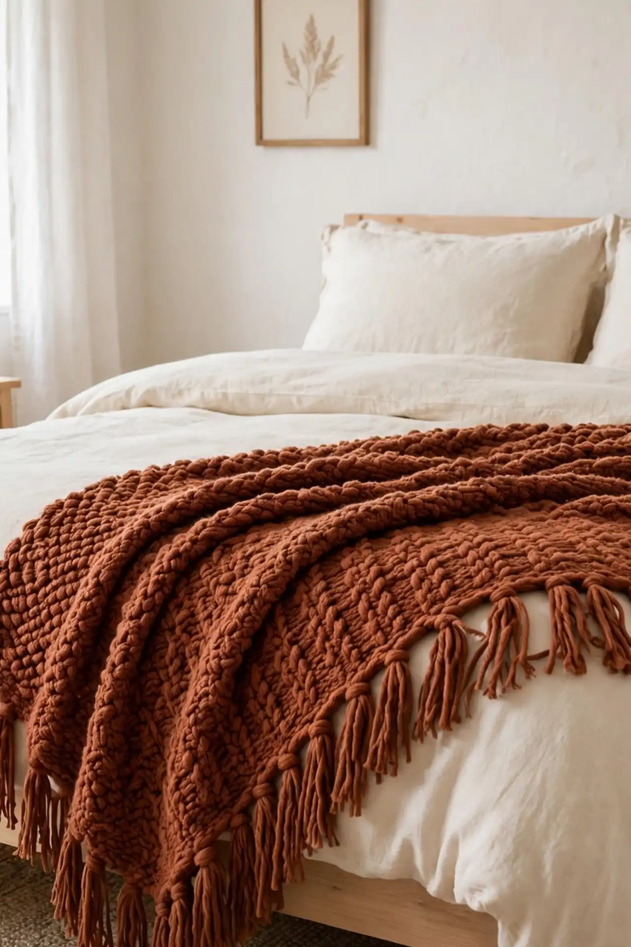 bedroom decor ideas with terracotta accents throw blanket