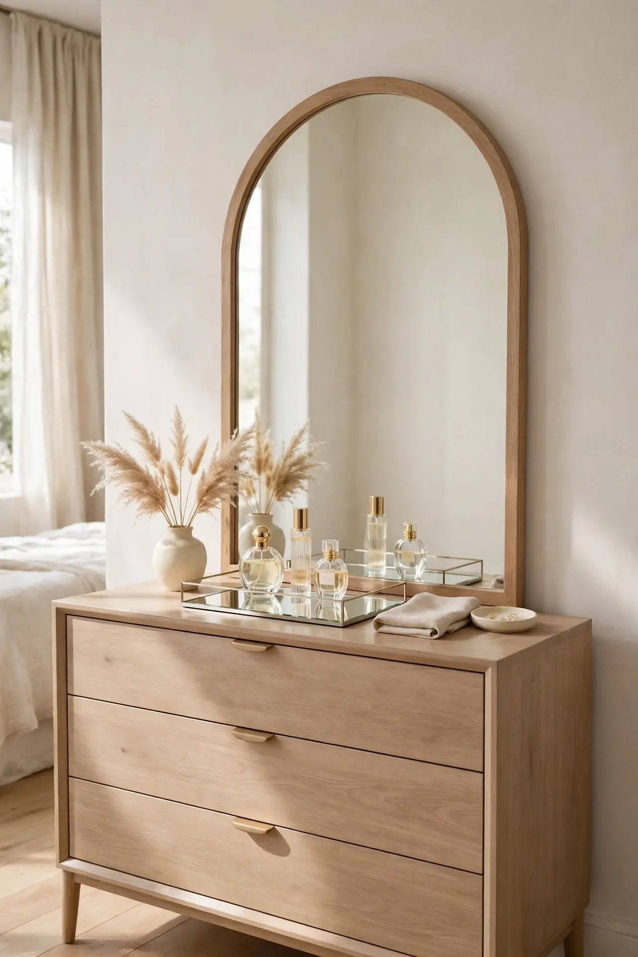Perfume Tray Edit - bedroom dresser styling ideas with mirrors