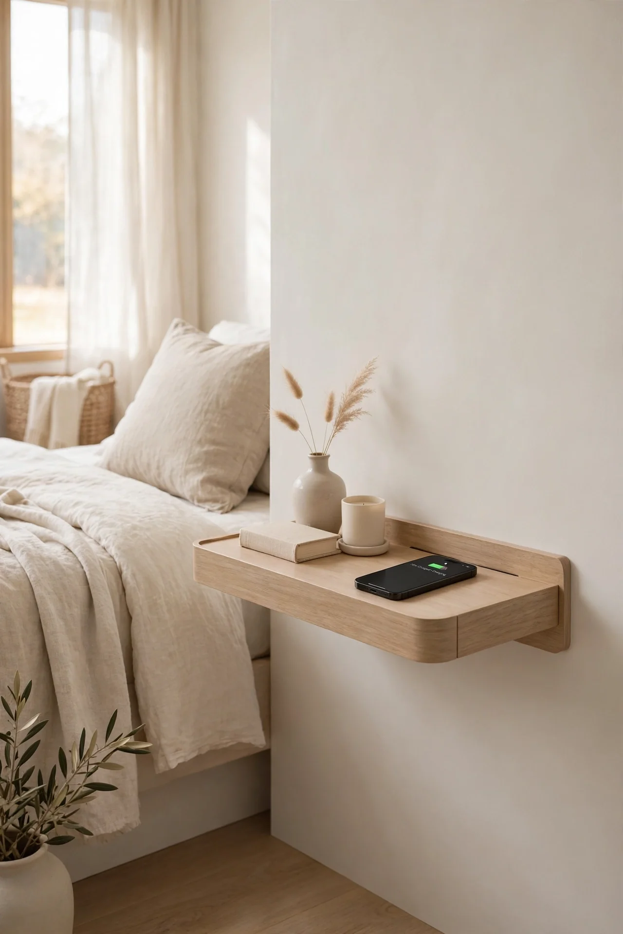 Hidden Charging Dock for bedroom ideas with floating nightstands