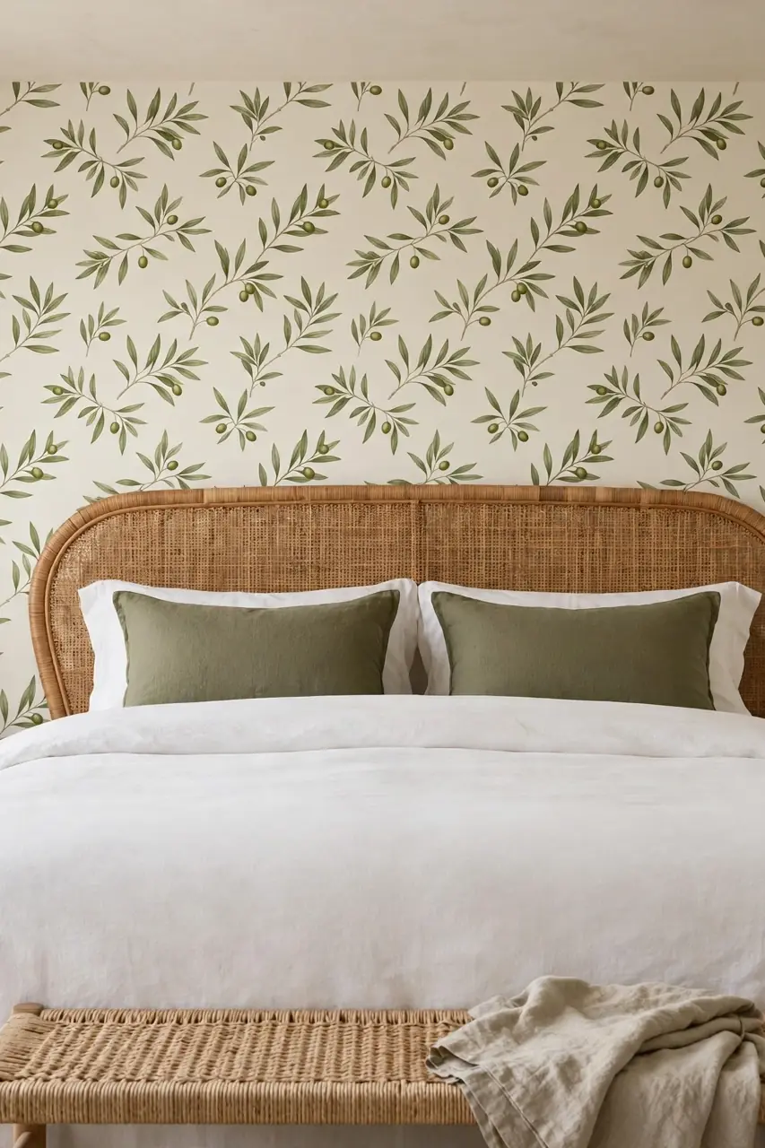 Ivory Herringbone Print
