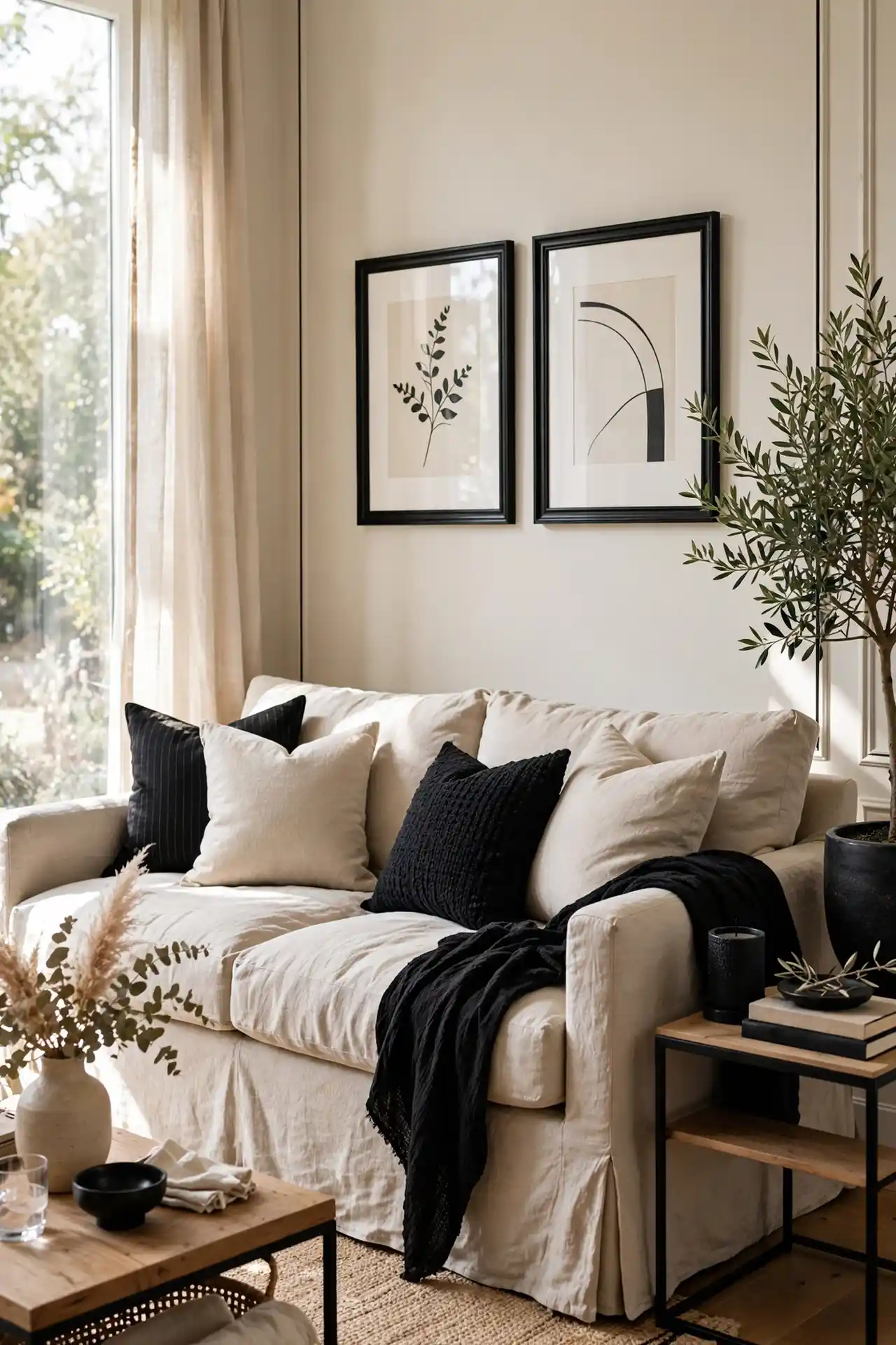 Beige Linen Sofa