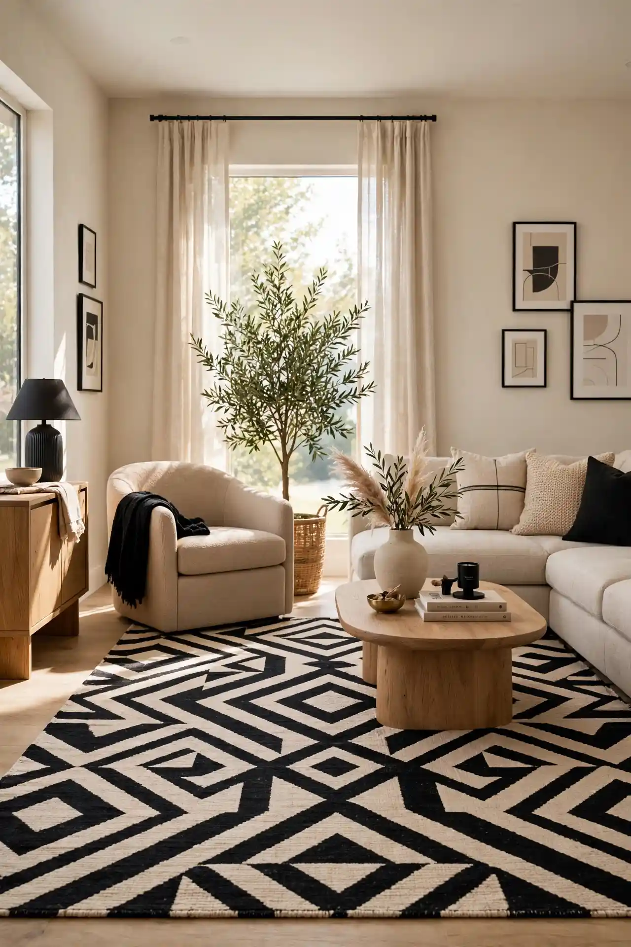 Black and Beige Rug