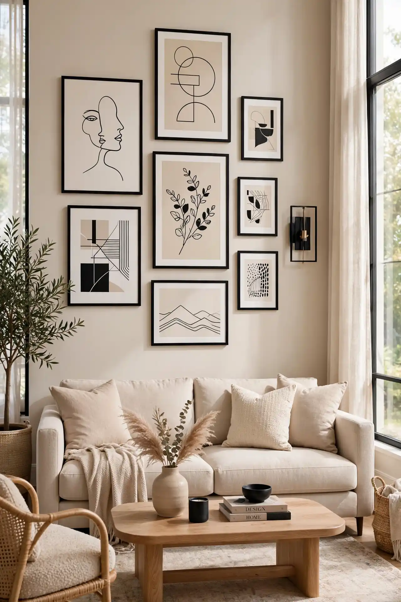 Black Frame Contrast for beige living room decor with black accents