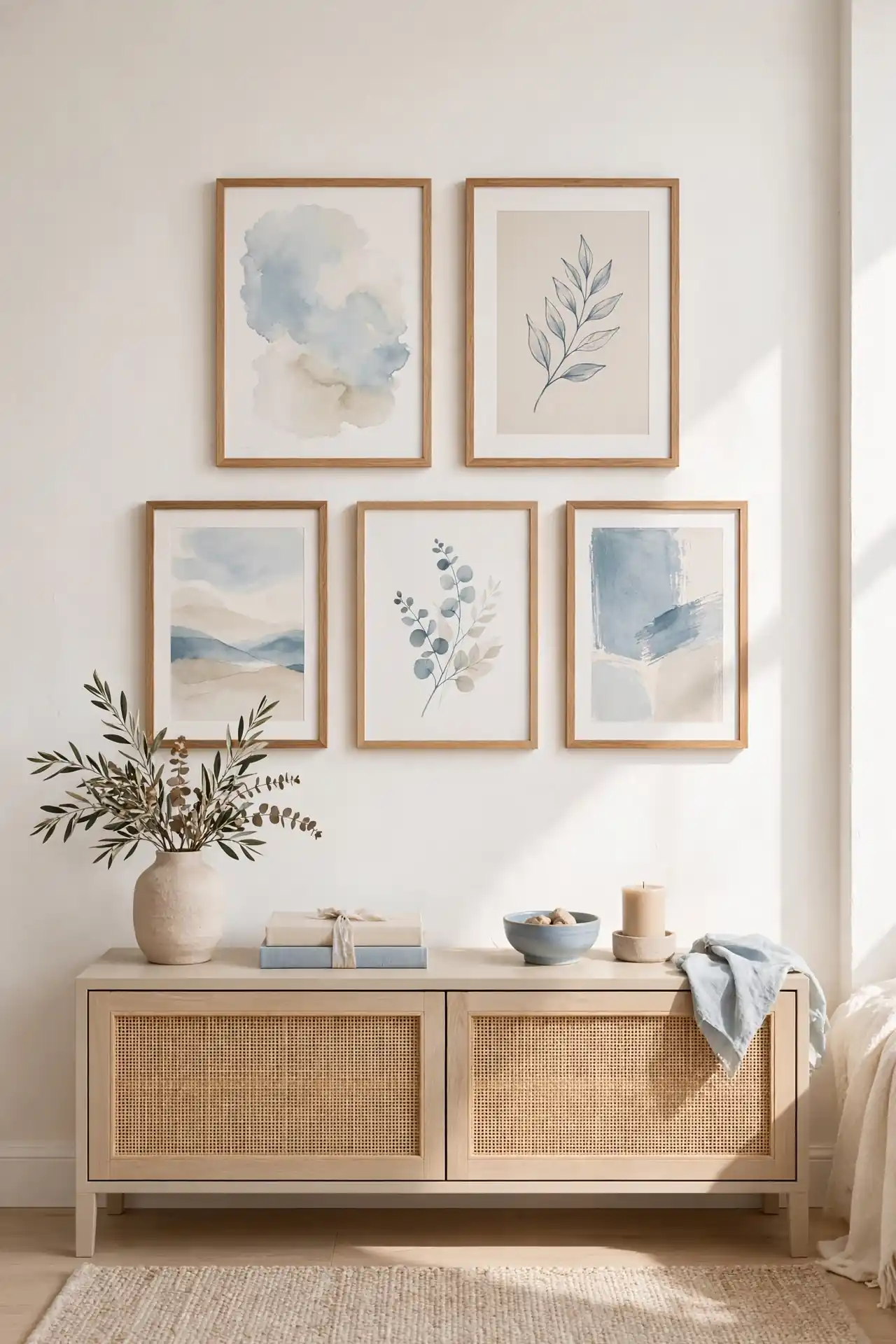 Gallery Wall Calm for blue and beige living room decor ideas