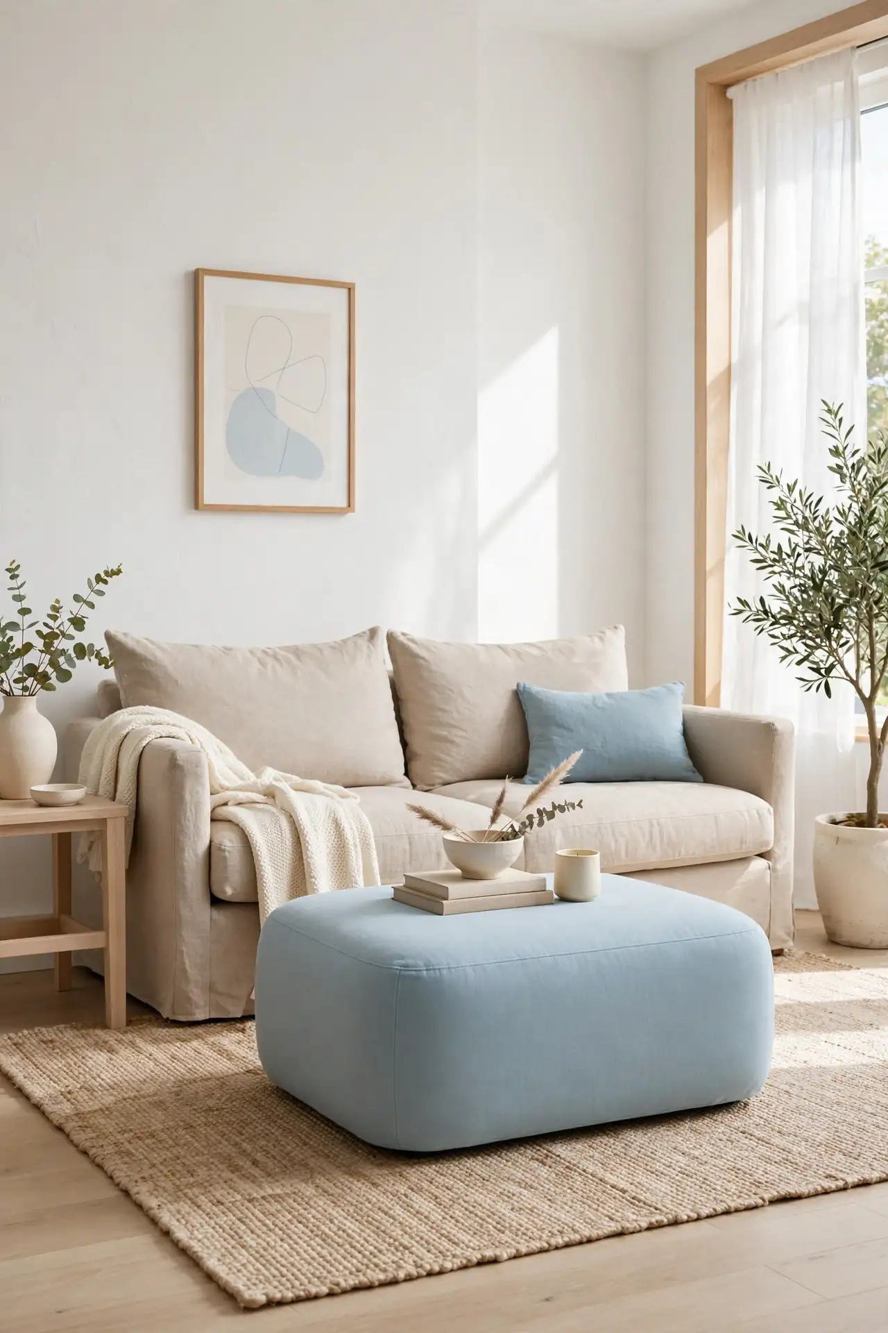 Sky Blue Ottoman