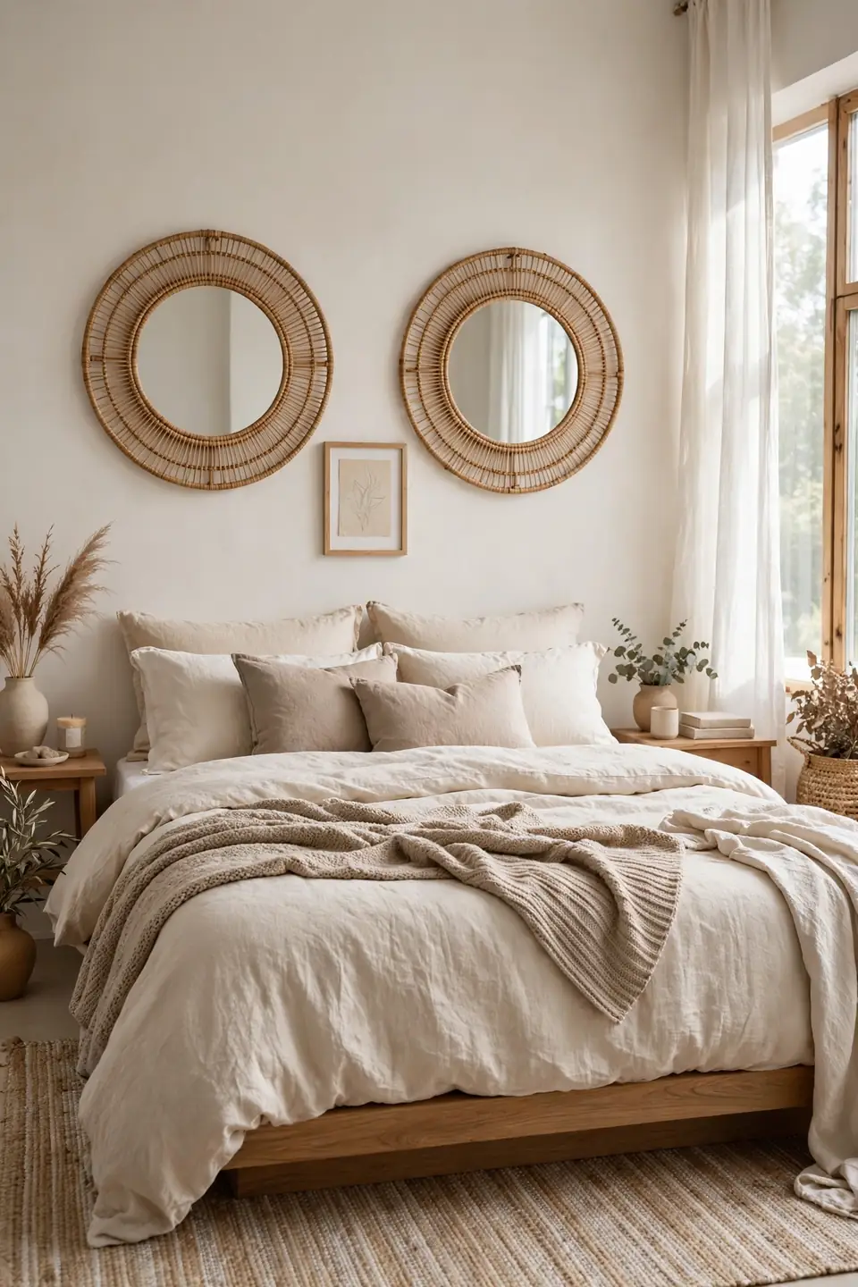 Rattan Mirror Pairing