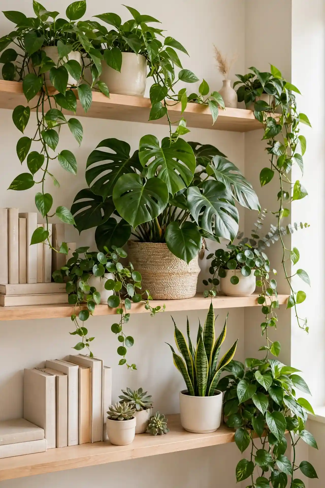 Mini Jungle Shelf for bookshelf styling ideas with plants