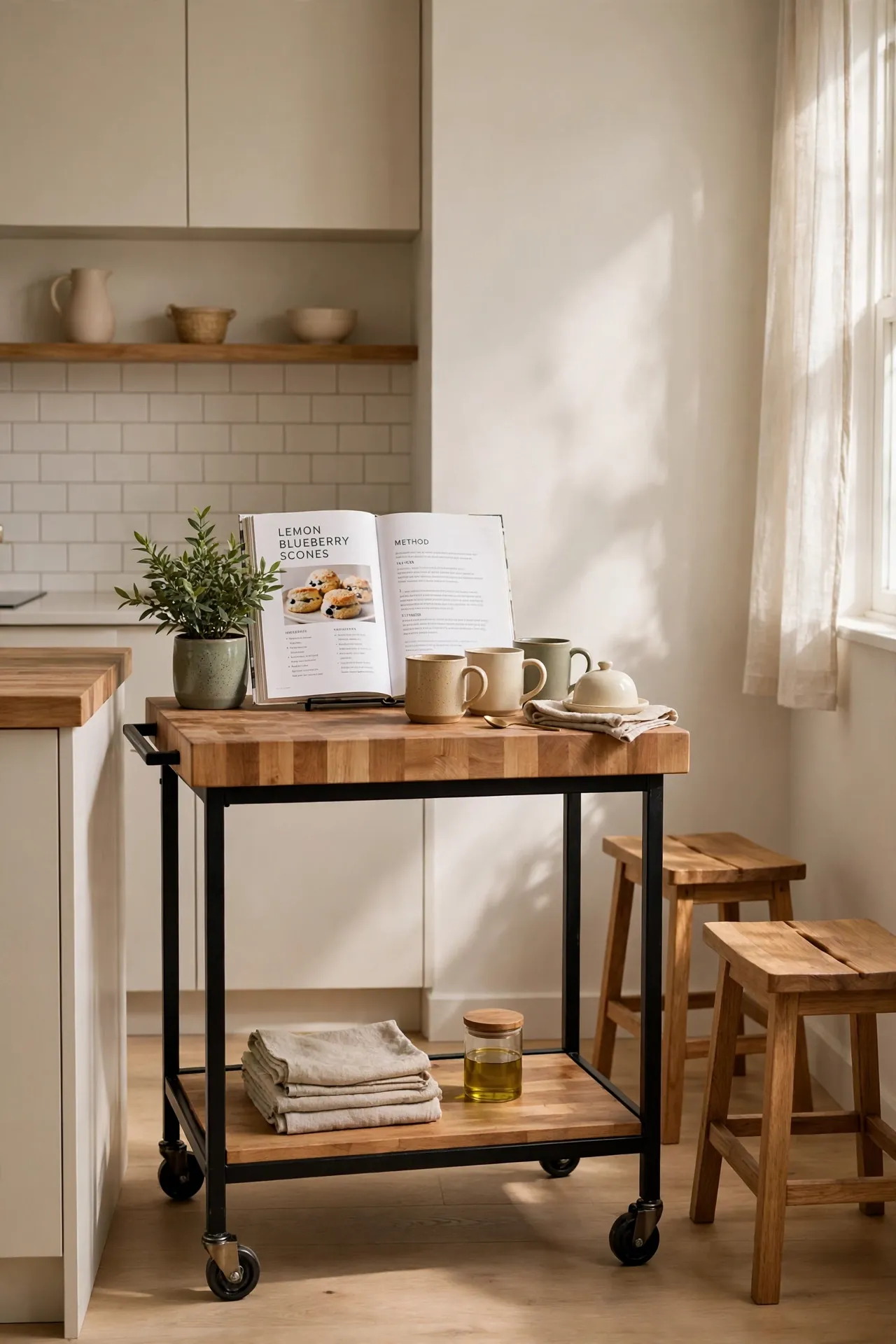 Butcher Block Bar Cart