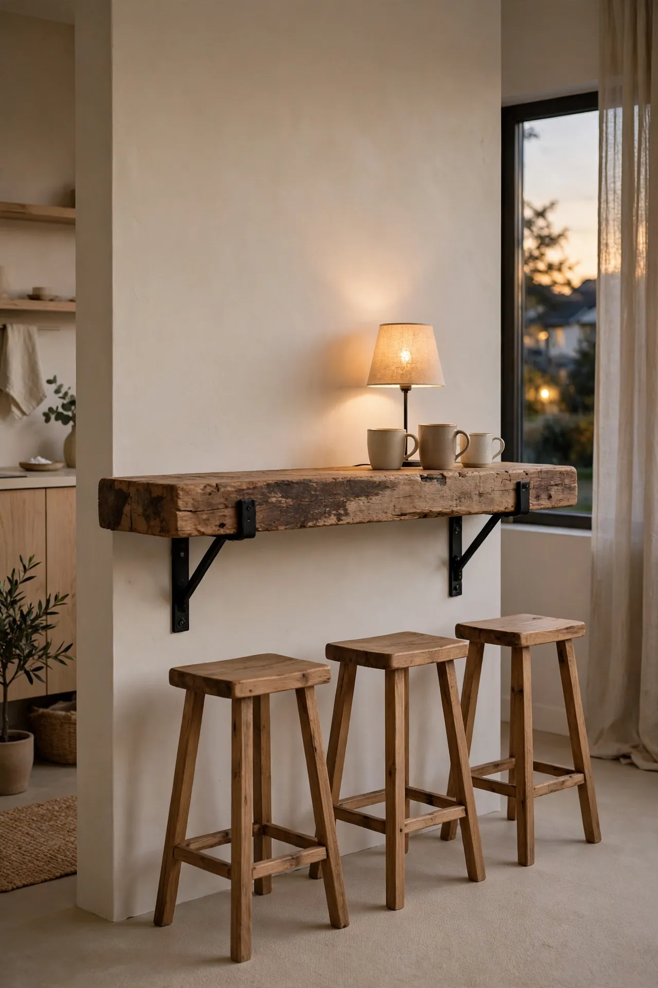 Rustic Wood Beam Bar