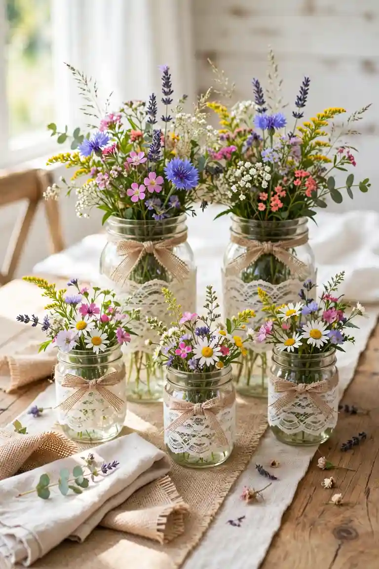 Wildflower Mason Jars