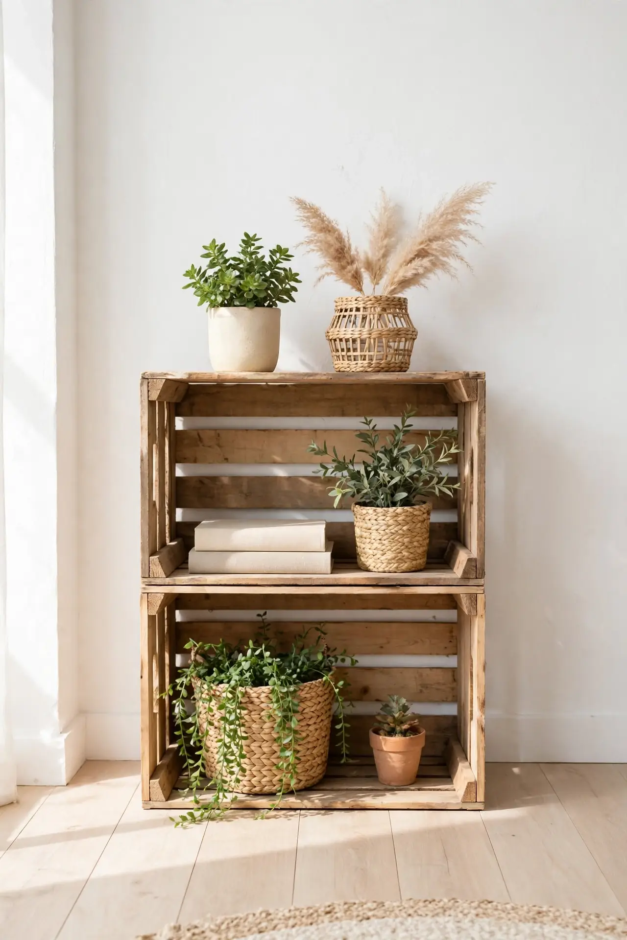 Upcycled Crate Shelves