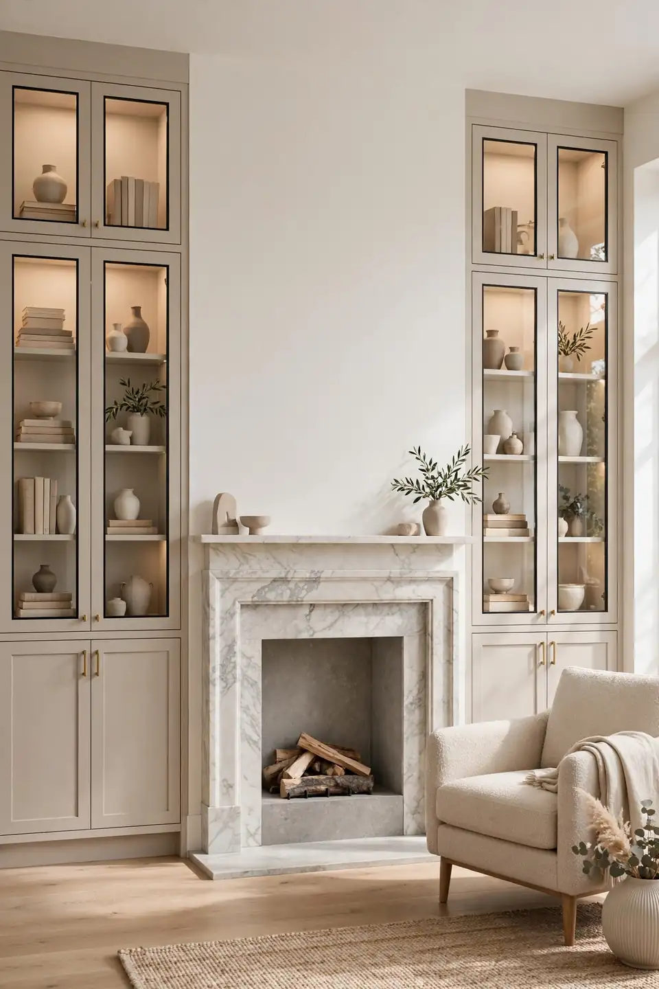 Flanking the Fireplace