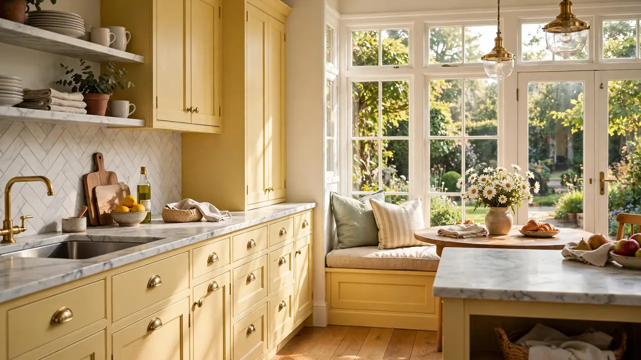 butter yellow kitchen cabinet ideas
