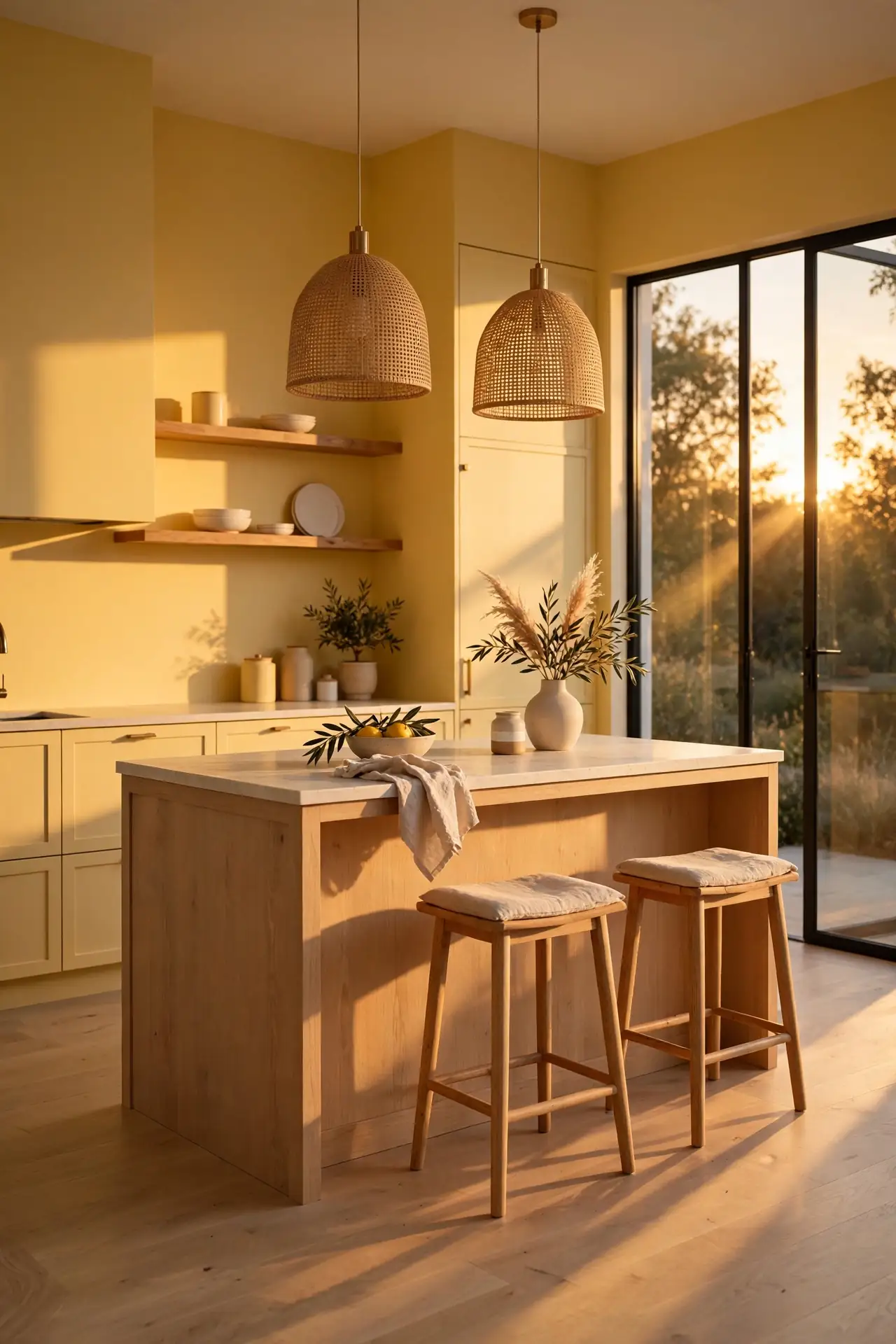 Golden Hour Glow for butter yellow kitchen decor ideas
