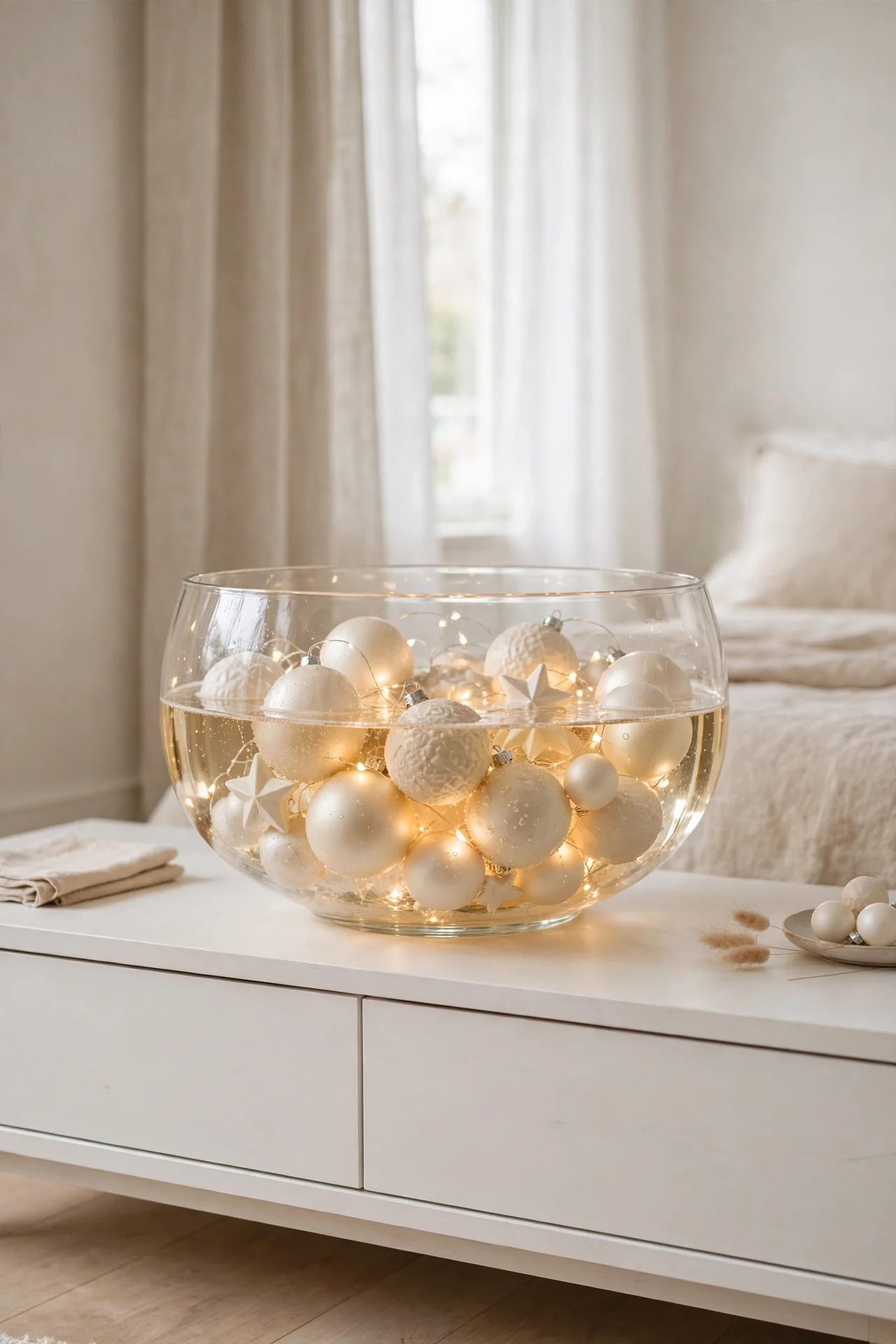 Ornament-Filled Glass Bowl