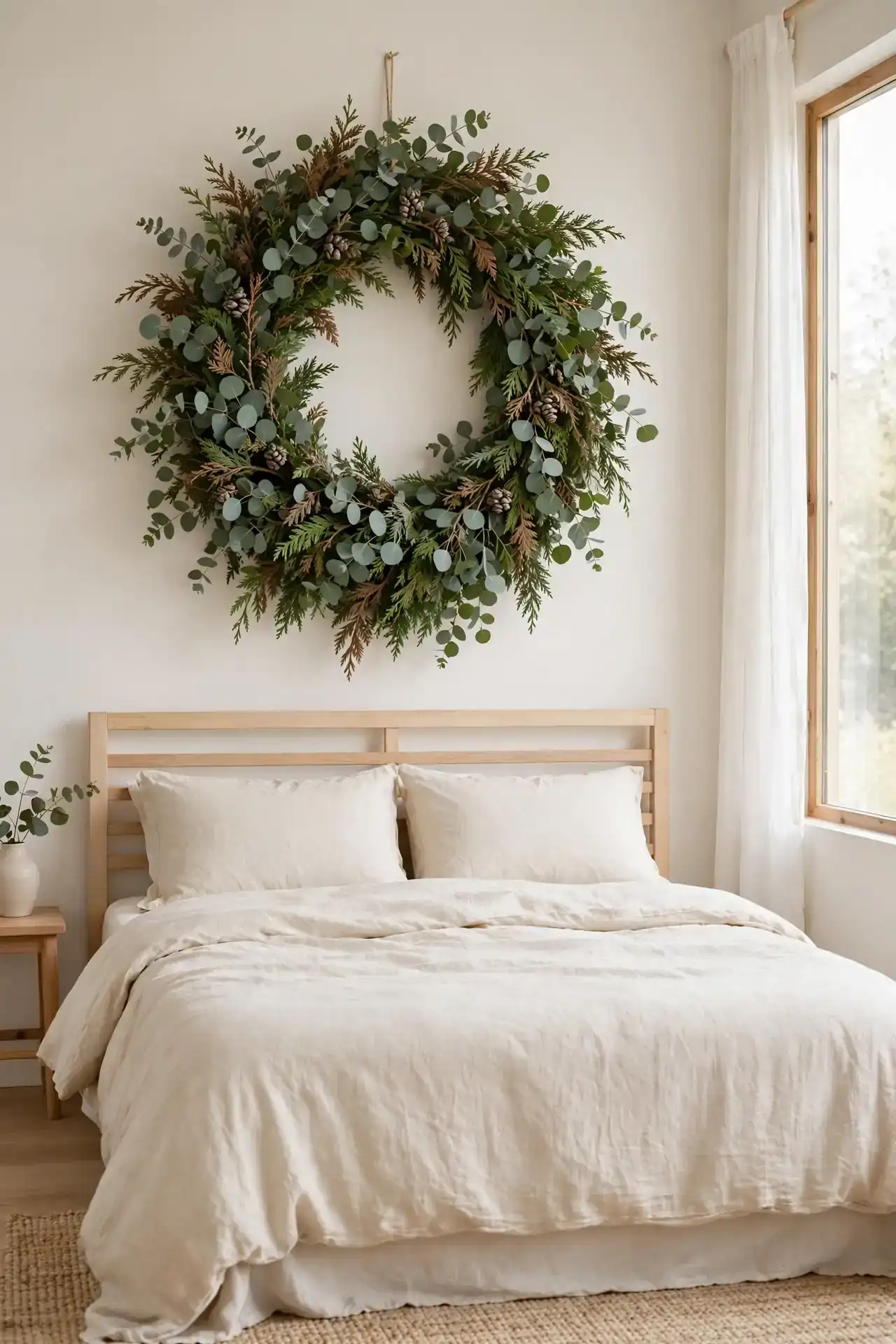 Oversized Wreath Above Bed