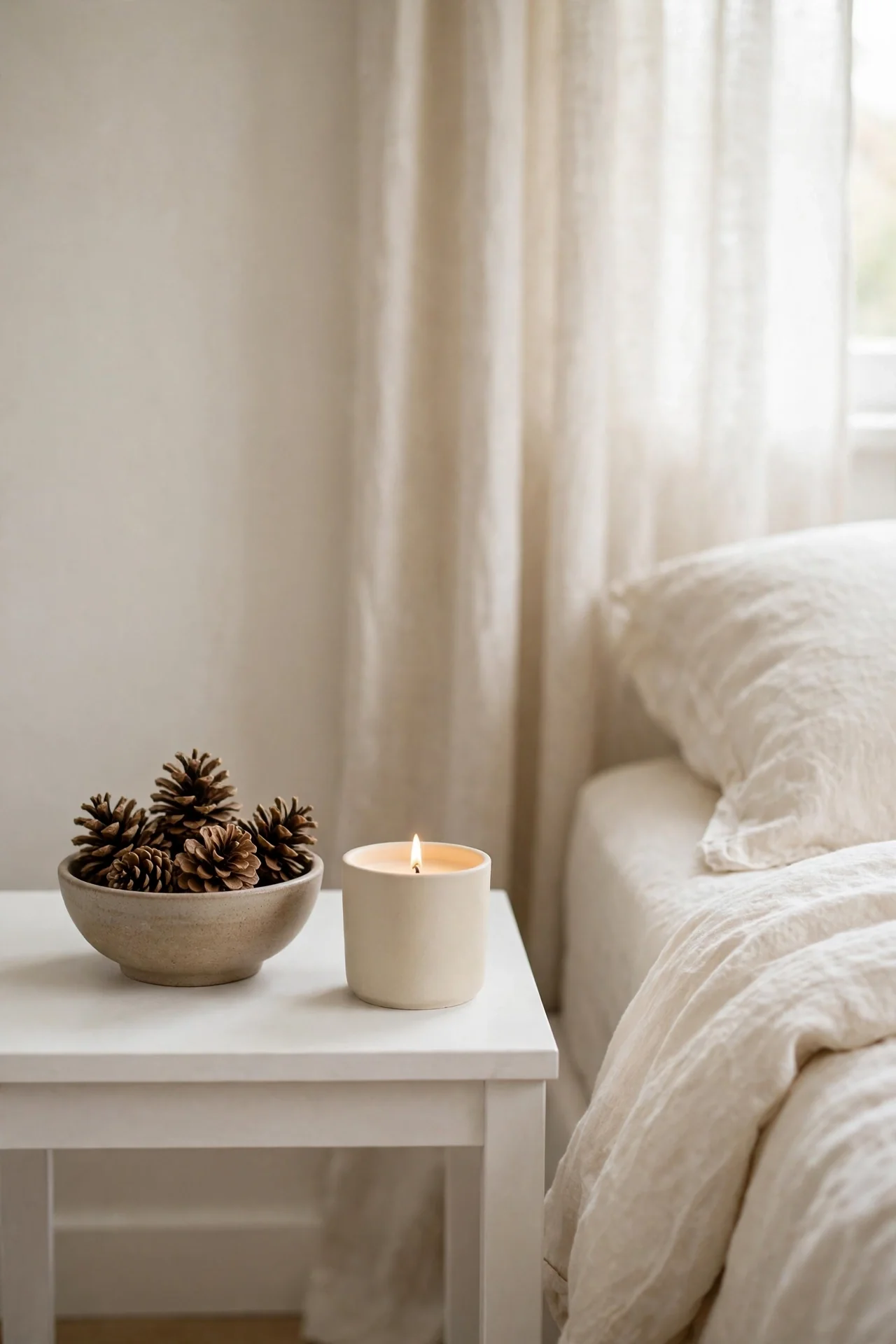 Pinecone Nightstand Styling