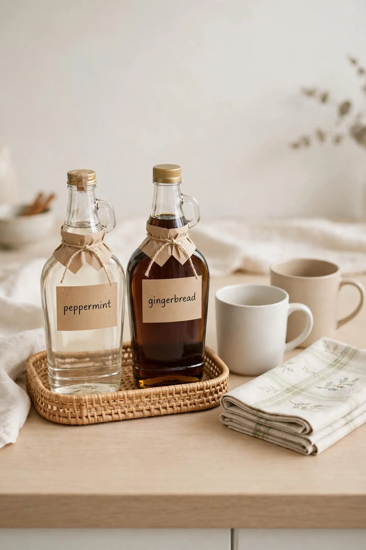 Peppermint Syrup Bottles