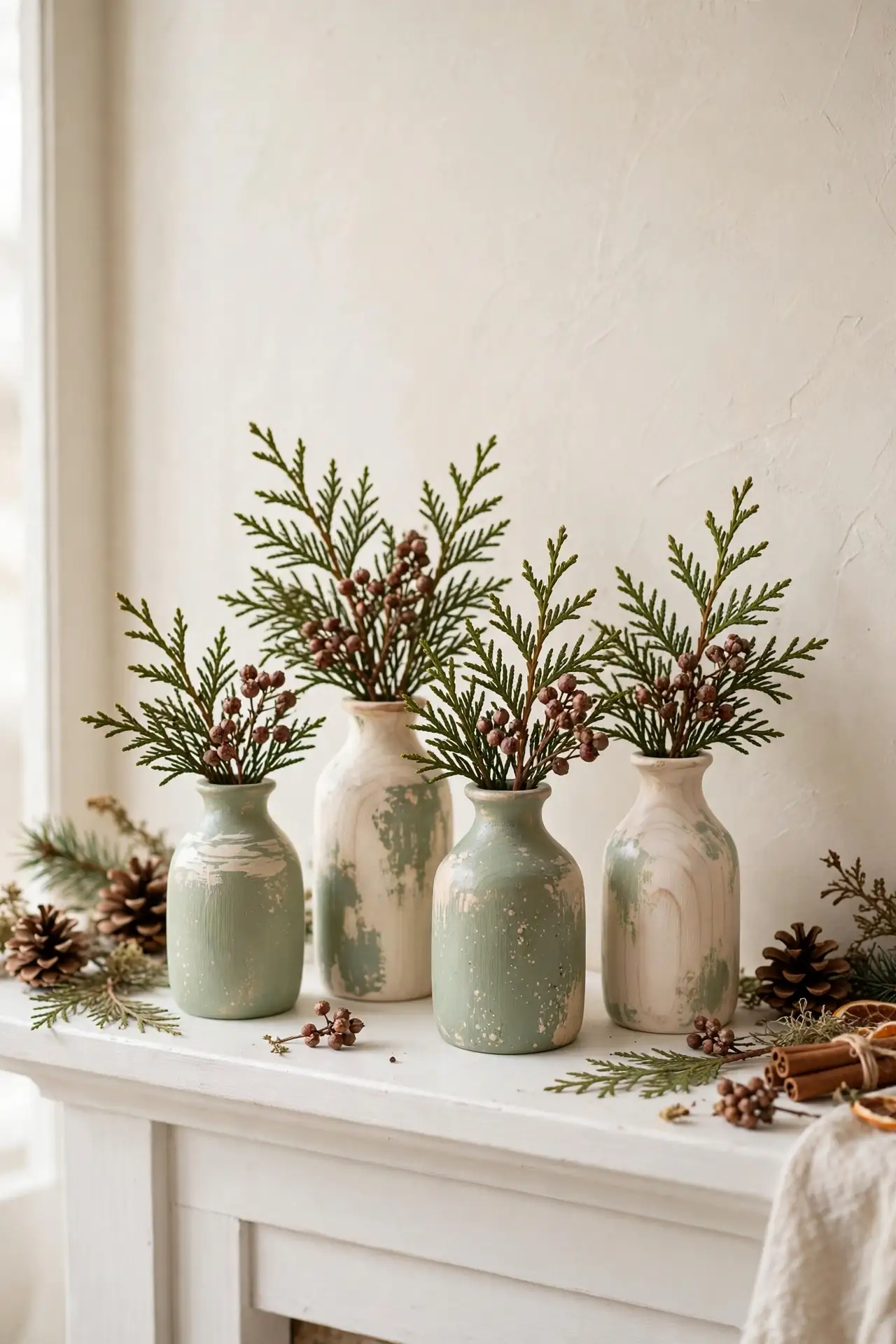 Painted Pine Vases