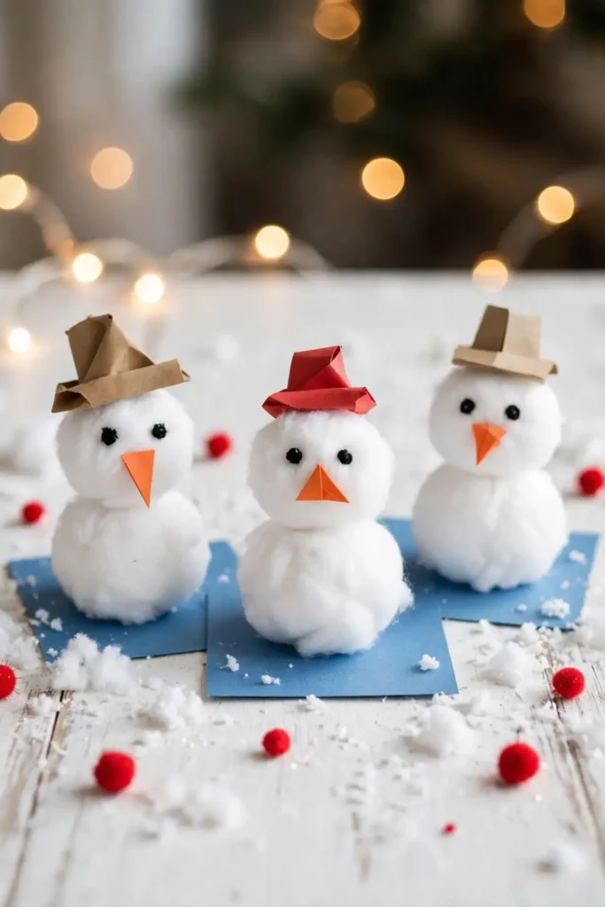 Cotton Ball Snowmen