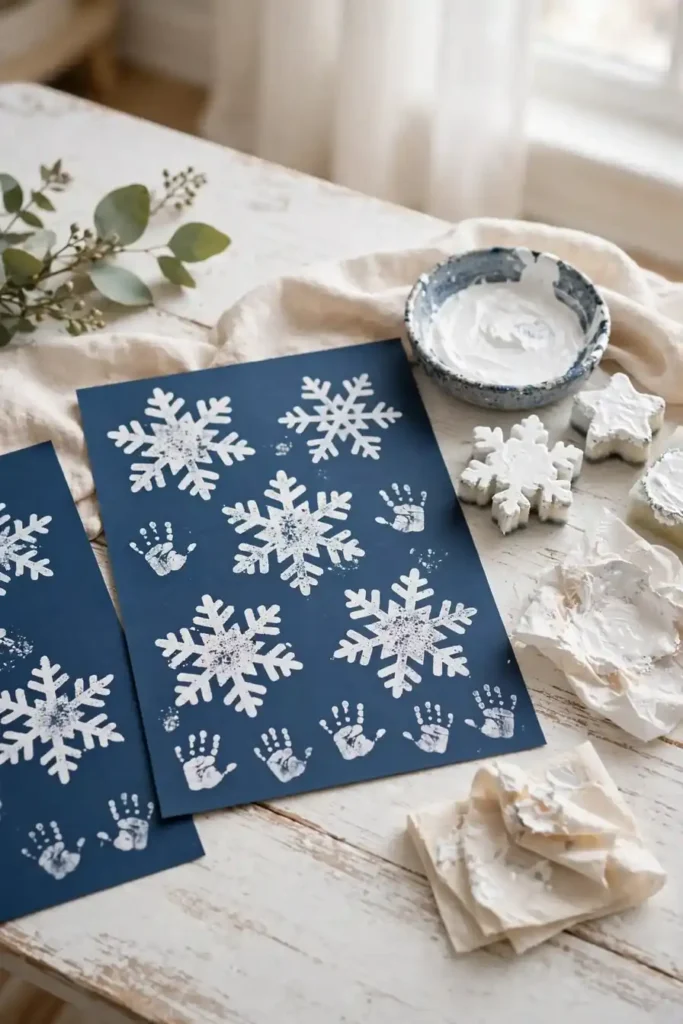 Sponge Painted Snowflakes