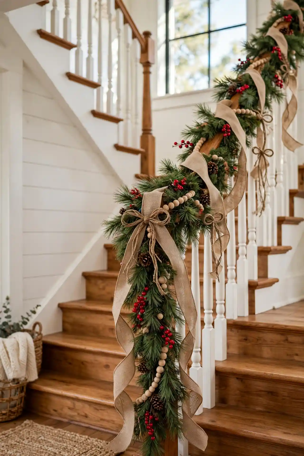 Burlap Ribbon Staircase