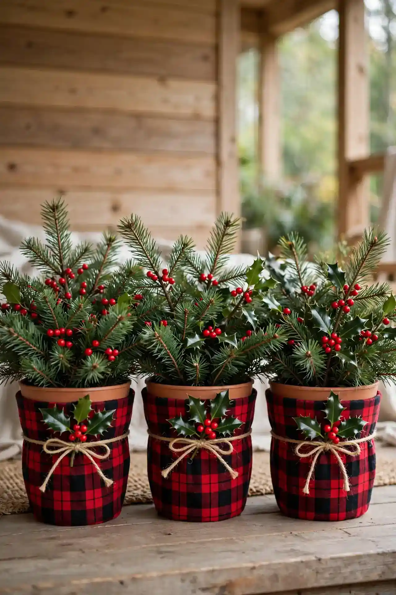 Plaid Wrapped Pots