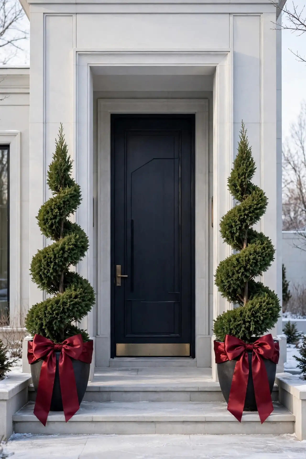 Ribbon Tied Topiaries